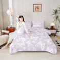 thumbnail image 4 of Homewish Dreamy Plum Butterfly Full Size Comforter Sets for Kids, Cartoon Moth Animal Bedding Comforter Set, Modern Fashion Style Reversible Bedding Sets, Breathable Home Decor, 3pcs, 4 of 8