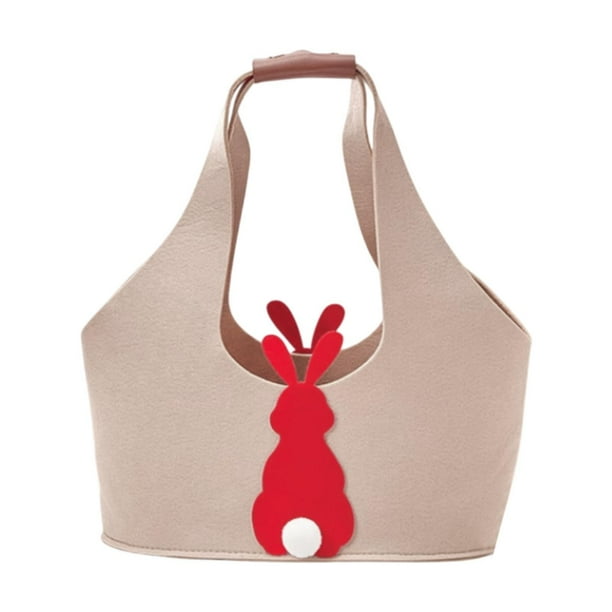 Contenedor de cesta de Pascua con asa, bolsa de mano reutilizable para guardar dulces Caqui