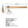 thumbnail image 5 of JXE JXO Camping Hatchet, 16.5" Forged Axe with Beech Wood Handle for Wood Splitting Garden Clearing, 5 of 6