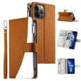 thumbnail image 1 of Funda cartera GANGXUN para iPhone 13 Pro Max , cuero PU con tarjetero, cremallera, correa de mano, soporte y protección 662°, 1 of 6
