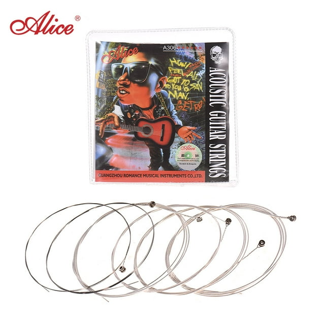 Instrumento musical cuerdas Juego de cuerdas para guitarra acústica folk Alice A306 Series Acero inoxidable Núcleo de acero Chapado en plata Herida de aleación de cobre, 6 piezas / juego, Extra ligero Alice Instrumento musical cuerdas