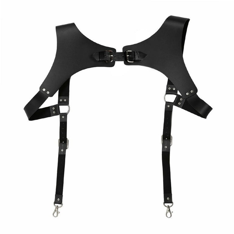 AoMoon Men's Black Leather Chest Body Harness Belt Adjustable Buckle Straps  (Black-3)