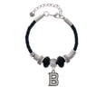 thumbnail image 2 of Delight Jewelry Black Nickeltone Crystal Initial - B - Beaded Border - Grandmother Celtic Knot Leather Bead Bracelet, 7"+2" Extender, 2 of 4