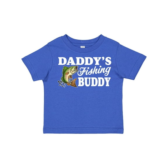 Inktastic Daddy's Fishing Buddy with White Text Boys Toddler T-Shirt