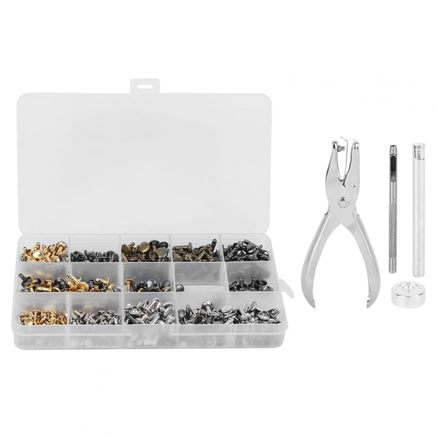 300sets Leather Rivets Double Cap Studs with Pliers for Craft Wallet Belt Jackets Bag Shoes Fixing Tools