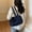 dark blue, variant on Stitching Patchwork Artistic Soft Denim Pillow Shoulder Crossbody Hand Carry Bag Large Capacity with Mini Bag Tote Bag Minimalist Versatile Women Bag in Dark Blue for Daily Outfits