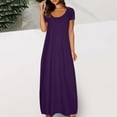 thumbnail image 3 of Lenago Women's Summer Dress Plus Size Deep V-Neck Standard-Fit Short Sleeve Casual Loose Tank Dress Party Beach Dress with Pockets Solid Maxi Party Dress, 3 of 6