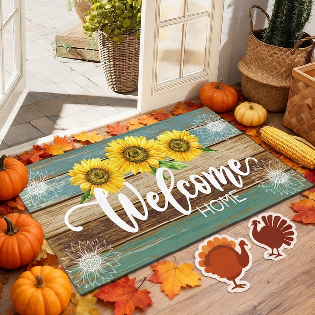 Non-Slip Indoor Outdoor Entrance Mat, High-Density Polyester Water Absorbent Floor Rug, Easy Clean Doormat for Home Kitchen Bathroom Laundry Room, Anti-Fatigue Washable Carpet with Geometric Pattern