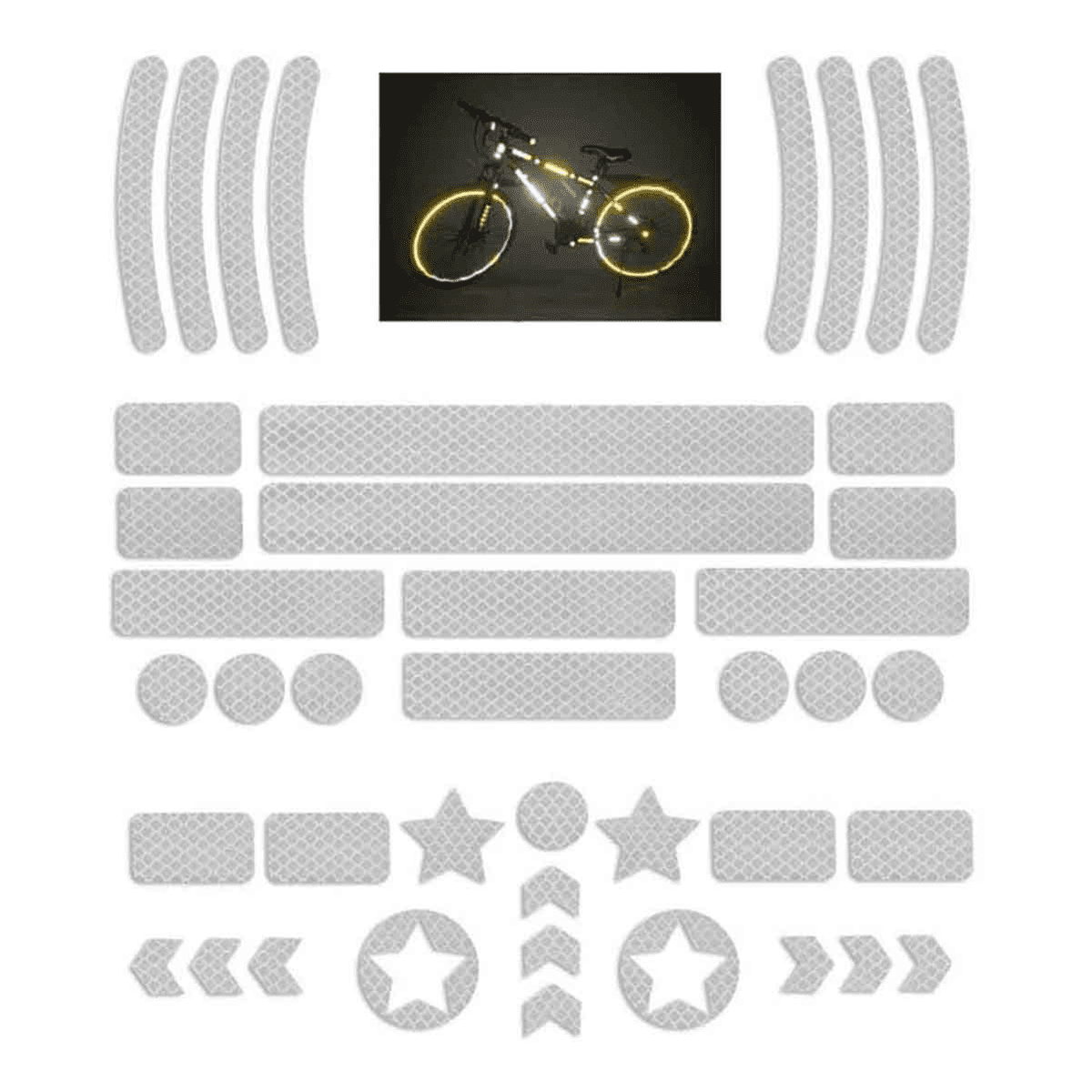 self-Adhesive and Highly Reflective Weatherproof Sticker. Bicycles Helmets with Stickers 21 Pieces high Quality reflectors Stickers HiPerformance Reflective Film Set for Safety Marking of prams