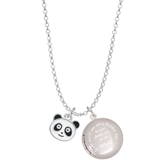 Delight Jewelry Enamel Panda Face To the World You are a Mother Locket Necklace