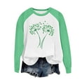 thumbnail image 5 of Women's St Patricks Day Plus Size Sweatshirt Long Sleeve Festival Print Color Block Crewneck Loose Casual Tops (4XL, Green), 5 of 5