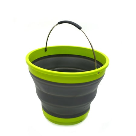 Collapsible Pail - SAMMART Collapsible Plastic Bucket - Foldable Round Tub - Portable Fishing Water Pail - Space Saving Outdoor Waterpot, size 31cm dia