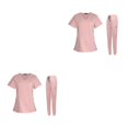 thumbnail image 3 of maskred Ensemble de Gommage pour Femmes Col en V Lavable en Machine Manches Courtes Costume Confortable Rose L 2Set, 3 of 6
