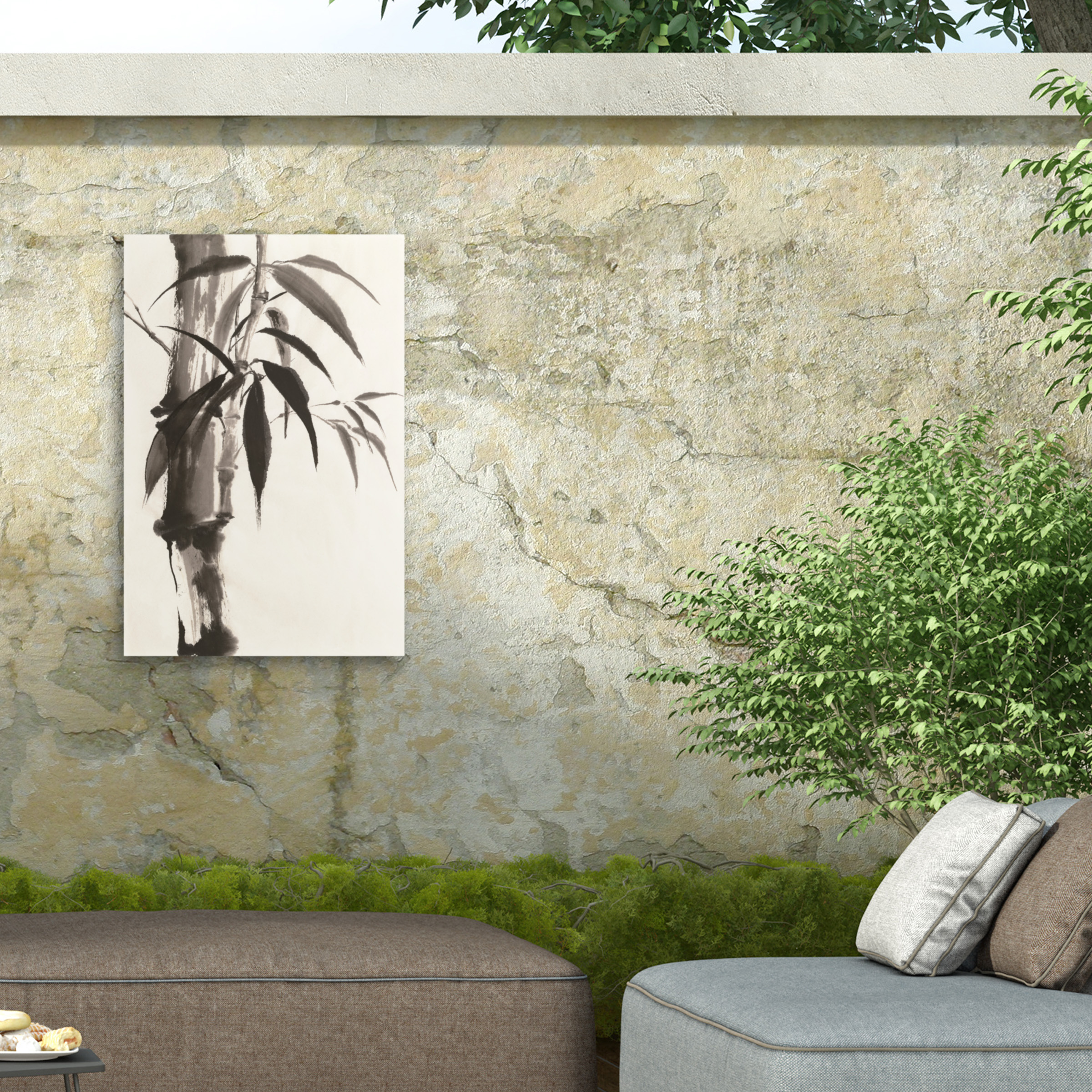 Chris Paschke 'Sumi Bamboo' Outdoor Canvas 19x19