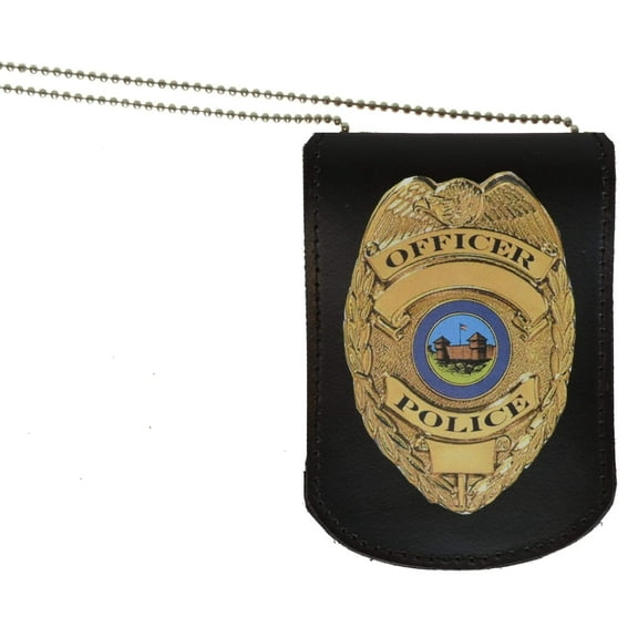 Leather ID & Badge Holder with Chain 2561 (C)