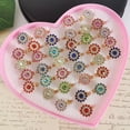 thumbnail image 1 of 12/36PCS/set Adjustable Kids Crystal Rings Jewelry Heart Star Square Open Finger Ring For Children Girl Party Gift 64 36pcs with gift box, 1 of 6