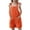 Orange, variant on Girls Jumpsuit Sleeveless Adjustable Lace Trim Shoulder Strap Shorts with Pockets, Casual Romper for Spring Summer Fall