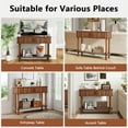 thumbnail image 3 of PHOYAL Fluted Console Table Sofa Table with 2 Tambour Sliding Doors and Open Storage Shelves, Modern Entryway Table Accent Table for Living Room Hallway Bedroom, Walnut, 3 of 8