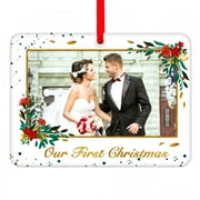 WaaHome Picture Frame Our First Christmas Wedding Ornaments 2021, First Christmas Together Tree Ornaments Wedding Married Gifts for The Couple Him Her