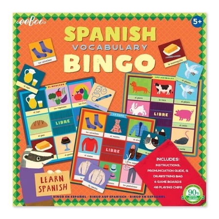 Eeboo: Jeu de Vocabulaire de Bingo Espagnol, un Jeu de Résolution Imaginative de Problèmes, Jeux Éducatifs Qui Cultivent la Conversation, la Socialisation et le Développement des Habiletés, Apprendre l'Espagnol pour 5 Ans et Plus