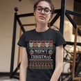 thumbnail image 3 of Tee Hunt Meowy Christmas T-Shirt Ugly Sweater Cat Lover Funny Xmas Women's T-Shirt Tee, Black, Small, 3 of 5