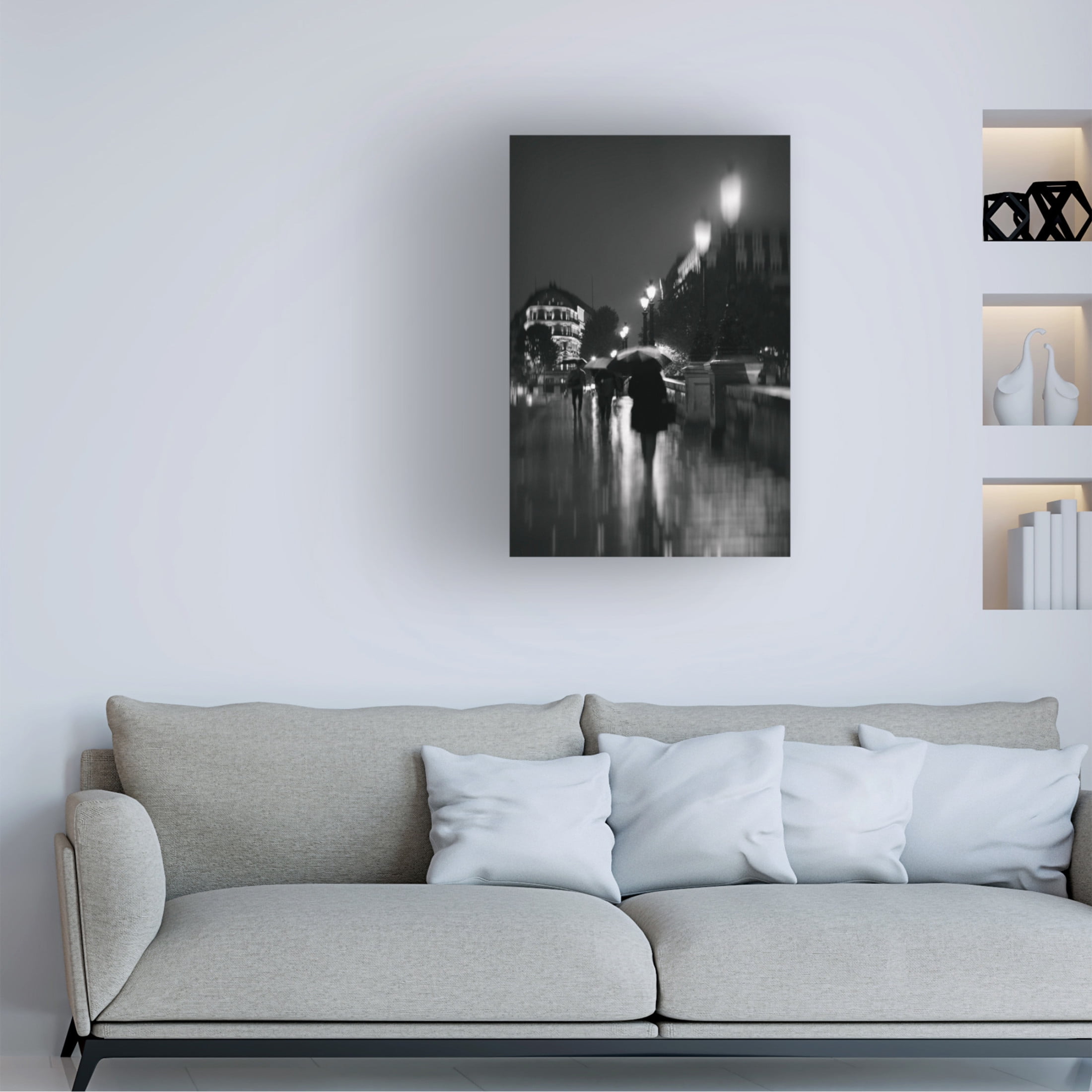 Canvas Wall Art - Carina Okula 'Paris in The Rain' Wall Art for Living Room, Bedroom, or Office Décor by Trademark Fine Art - 22 x 32 Inches
