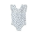 thumbnail image 4 of Faithtur Little Girls One-piece Swimsuit Wave Point Sleeveless Swimwear, 4 of 9
