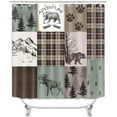 thumbnail image 2 of 4PCS Deer Shower Curtain Set, Elk Moose Mallard Duck Woodland Animals Hunting Lodge Cabin Country Rustic Farmhouse Bathroom Decor, Waterproof Fabric Shower Curtain, Non-slip Bath Mat, 2 of 8