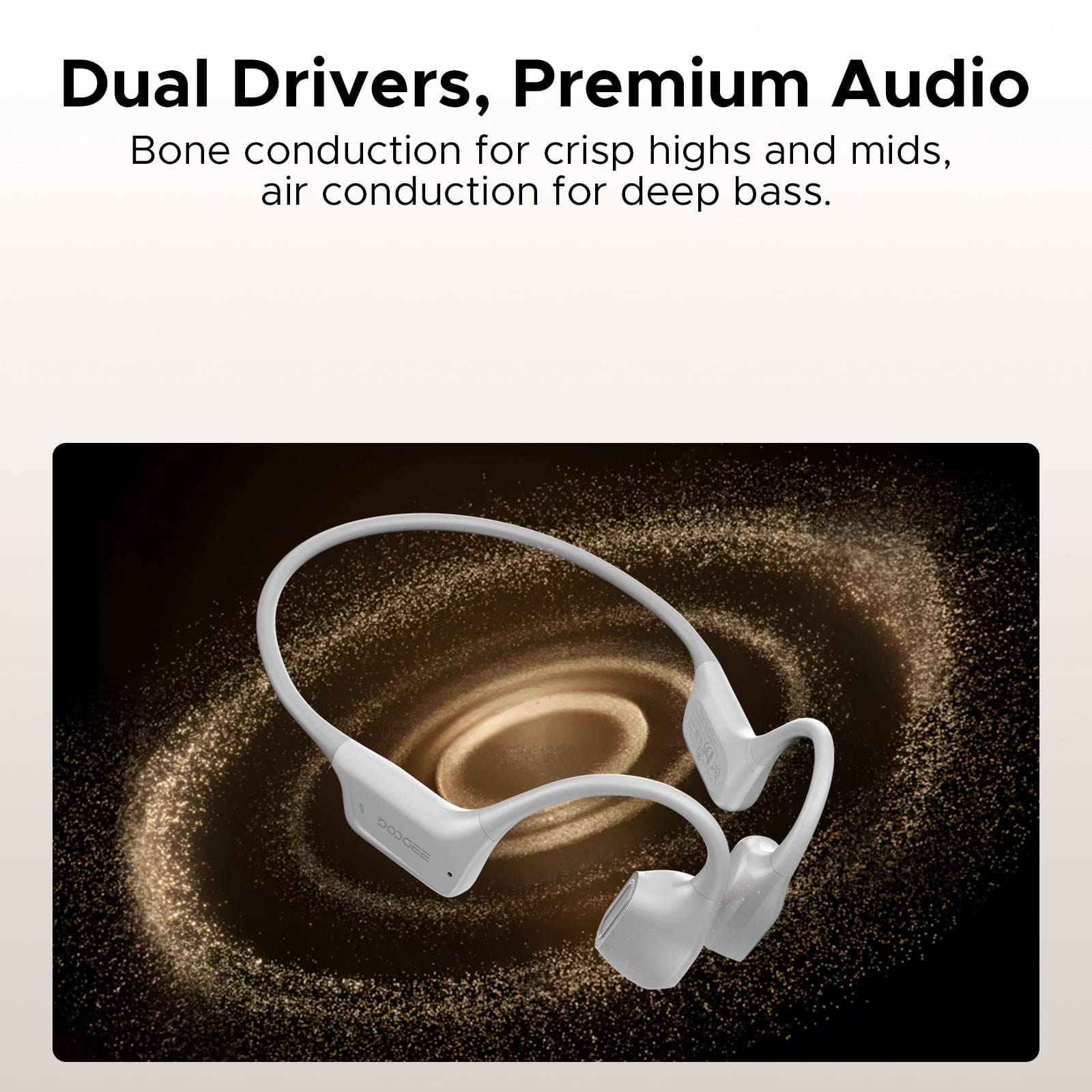 Doogee Bone Conduction Headphone, IP68 Waterproof Swimming Headphones Wireless Bluetooth 5.4, Dual Drivers, Bone Air Conduction, Sport Open-Ear Headphones for Swimming, Running, Cycling