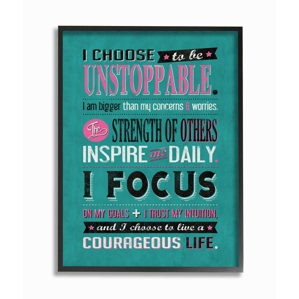 Stupell Industries I Choose Unstoppable Vintage Inspirational Word Design Framed Wall Art by Ester Kay
