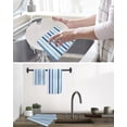 thumbnail image 5 of Geometric Stripe Kitchen Dish Towels for Drying Dishes Set of 4, Ombre Farmhouse Blue Vertical Striped Waffle Weave Microfiber Hand Tea Bathroom Towels Quick Dry & Absorbent Towel 12x12, 5 of 7