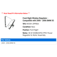 thumbnail image 2 of Front Right Window Regulator - Compatible with 2000 - 2006 BMW X5 2001 2002 2003 2004 2005, 2 of 2