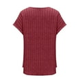 thumbnail image 4 of Womens Ribbed Knit Tops Fashion Casual Crew Neck T-Shirts Loose Fit Short Sleeve Summer Tee Solid Color (XL, Red), 4 of 7