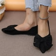 thumbnail image 3 of Dakaela Womens Slip on Dress Shoes Pointy Toe Bow Penny Loafers Suede Casual Work Flats Black 7, 3 of 7