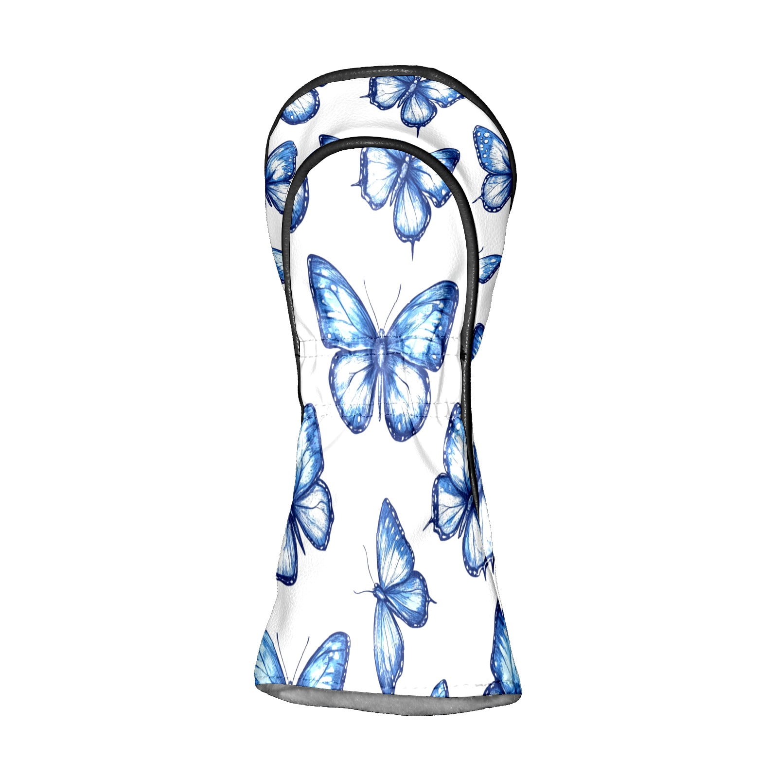 Golf Club Covers PU Leather Waterproof Head Covers for Fairway Woods Hybrids Blue Butterfly