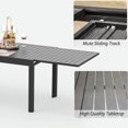 thumbnail image 2 of Expandable Rectangular Patio Table, Metal Aluminum For 6-8 Person, Black, Weather- Structure Garden Lawn Porch Bistro, Dependable Option Dining Table - Black Aluminum, Person Use, 2 of 2