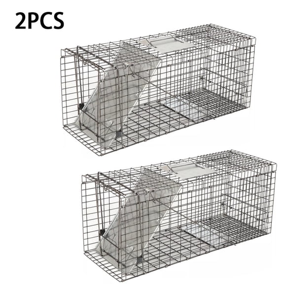 WSSYzyzf 2X 32" Extra Large Live Animal Trap, Humane Raccoon Cage Spring Loaded Folding Door