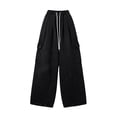 thumbnail image 3 of Delayuji Baggy Cargo Pants For Women Wide Leg Pants High Waisted Elastic Casual Pants Spring, 3 of 5