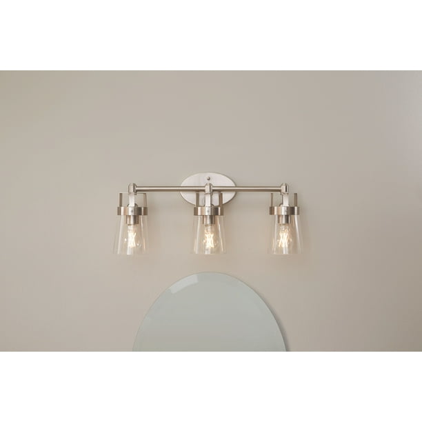 Better Homes Gardens Safford Led Modern Home Indoor Vanity Light 3 Lights Satin Nickel Com Better Homes Gardens Safford Led, Brushed Nickel Vanity Light Fixtures Led
