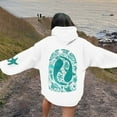 thumbnail image 2 of Goindgs Oversized Sweatshirt for Women Loose Beach Letter Duplex Printed Long Sleeved Pullover Hoodie with Pockets Pullover Sweatshirts Fall Outfits White-M, 2 of 7