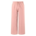 thumbnail image 4 of BYHONG Girl's Summer Loose Wide Leg Solid Color Wide Leg Beach Pants with Pocket Pants Pink_002 150, 4 of 6