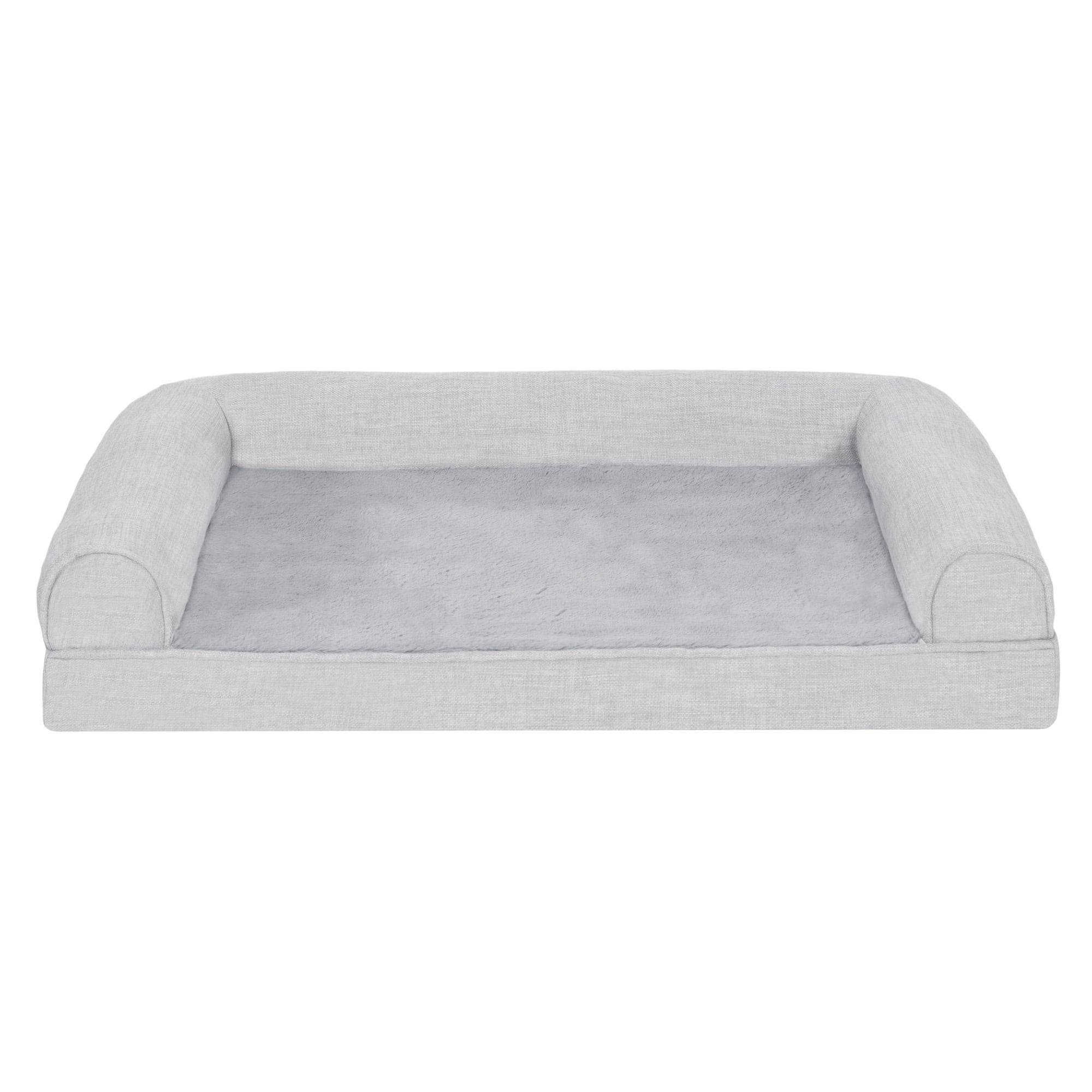 FurHaven Pet Products Plush & Performance Linen Orthopedic Sofa Pet Bed for Dogs & Cats - Mist Gray, Medium