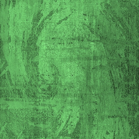 Ahgly Company Indoor Square Oriental Emerald Green Industrial Area Rugs, 6' Square