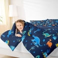 thumbnail image 4 of Homewish Kawaii Navy Dinosaur Bedding Comforter Set for Kids, Tropic Coconut Tree Twin Comforter Sets, Cartoon Animal Reversible Bedding Set, Luxury Bedroom Decor, 2 Pieces, 4 of 8