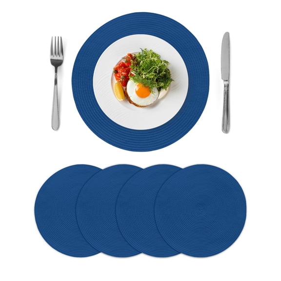 Round Placemats Solid Color 15 inch Set of 4 Table Mats for Dining Table Navy Blue Heat Resistant Non-Slip Kitchen & Home Decorative Place Mat Set