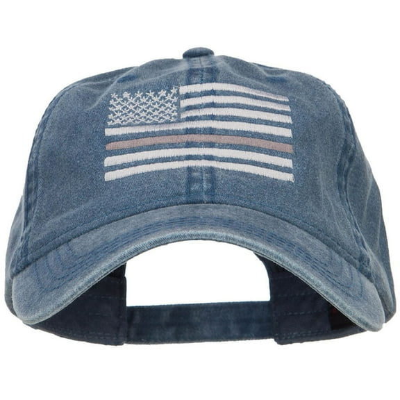 Thin Grey Line Silver Flag Embroidered Washed Cap - Navy OSFM