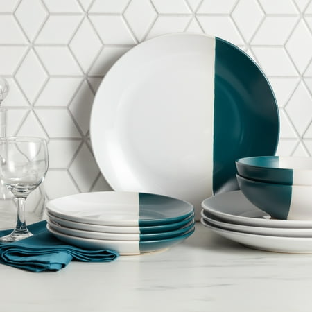 

Stone Lain Lizzy Stoneware 12-Piece Round Dinnerware Set Emerald Dark Green CB