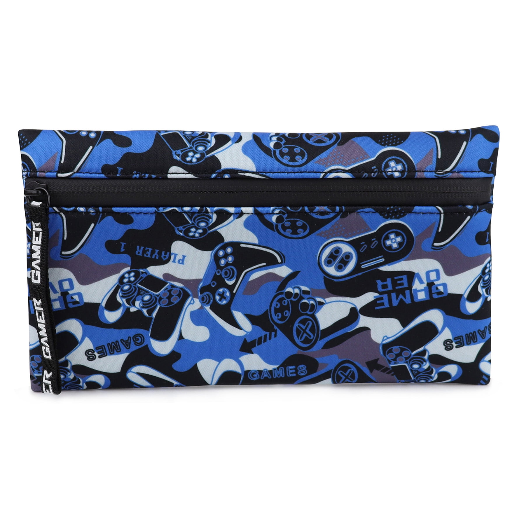 Pen+Gear Gaming Controller Design Flat EVA Pencil Pouch, Black Zip with Gamer Zip Pull, Middle and Elementary School