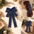 thumbnail image 6 of Lilixerw Satin Christmas Bow, Navy Blue Multi Loop Bow With Gold Edge And Pointed Tails, 5.12x7.09 Inch, for Tree Wreath Door Stair Decoration, 6 of 7