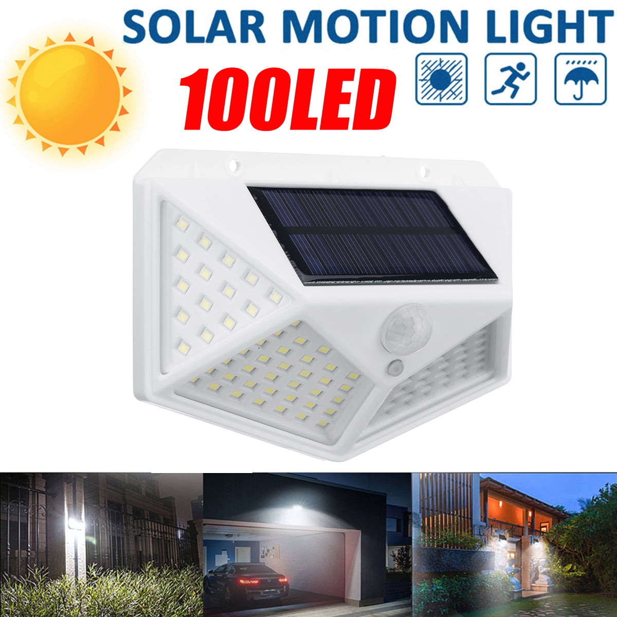 90/60/9 LED Solar Power PIR Motion Sensor Wall Light Outdoor Garden Lamp 